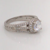 Platinum Hand Engraved Engagement Ring-size 6.5 (Past, Present & Future)**50%OFF**